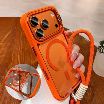 Magnetic Camera Stand Wrist Strap Shockproof Phone Case